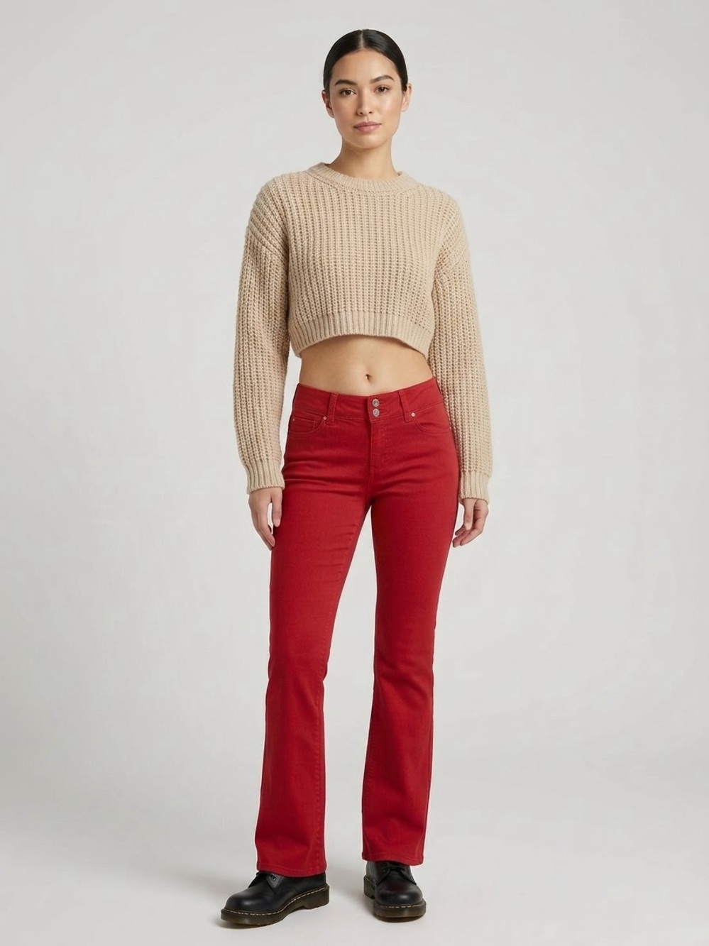 Tommy Hilfiger Red Low Rise Bootcut Jeans Y2K Indie Sleaze Size 12 Color Pop